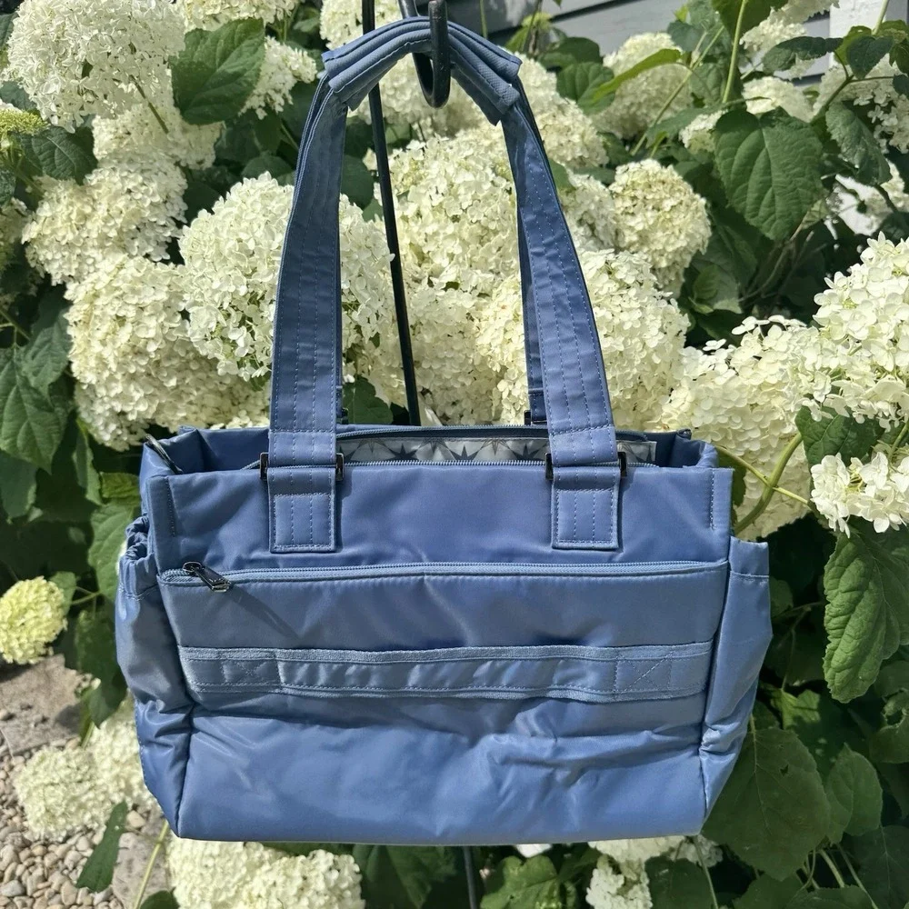 NWT LUG Dilly Dally Convertible Blue Quilted Tote Travel Bag/Purse ~ Crossbody